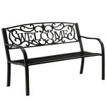 Záhradná kovová lavička WELCOME – 127cm, čierna